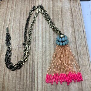 Baublebar Goldtone Multi Color Beaded Tassel Necklace
